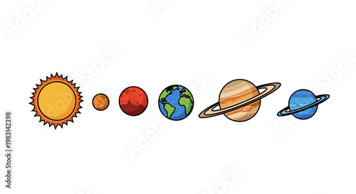 Solar System Planets Orbits Sun Celestial Bodies Cosmic Arrangement Representation Outer Space Journey Exploration Universe Science Astronomy