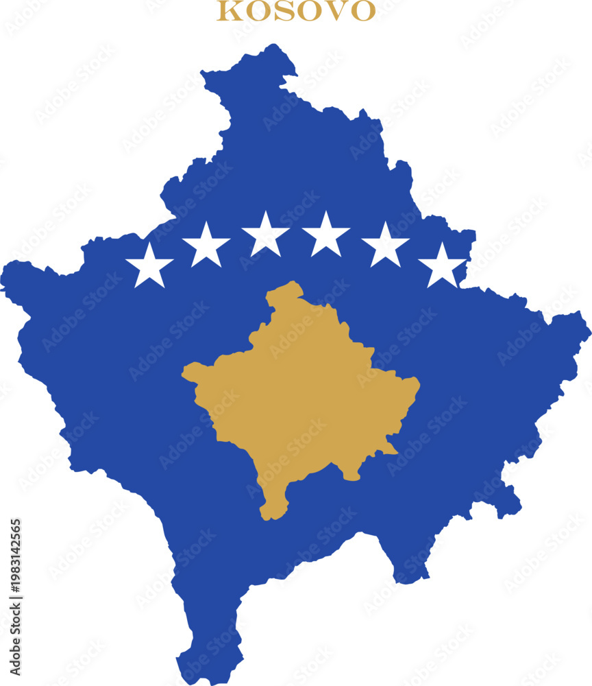 Fototapeta premium Kosovo Map Flag Balkan National Vector Outline Country Design