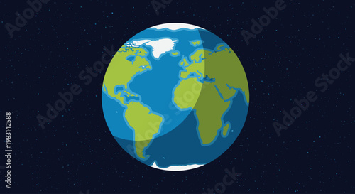 Earth globe in orbit with stars and universe on blue background. International mother earth day, global warming concept. Vector illustration