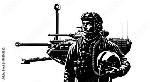 Military Pilot and Tank Crewman in Vintage Style