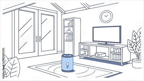 modern living room smart home assistant vector