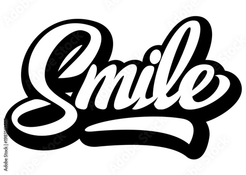 Stylish Hand-Drawn Script Typography Smile Word Design for Positive Messages and Greeting Cards.