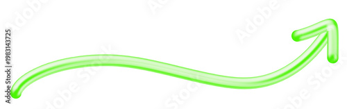 Green thin hand drawn curved line pointing up right
