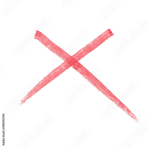 Hand drawn red cross mark or letter X symbol