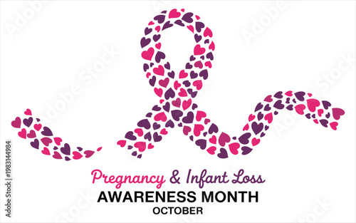 Pregnancy Infant Loss Awareness Ribbon Hearts October Support