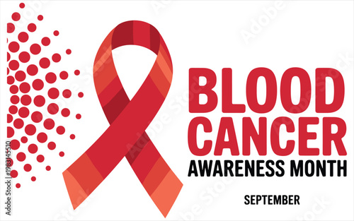 Red Ribbon for Blood Cancer Awareness Month with Text September Stock Graphic
