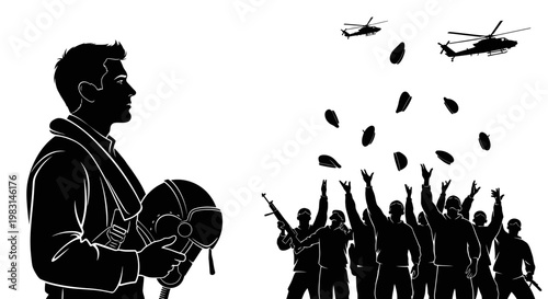 Pilot Honored by Crowd as Helicopters Drop Flowers