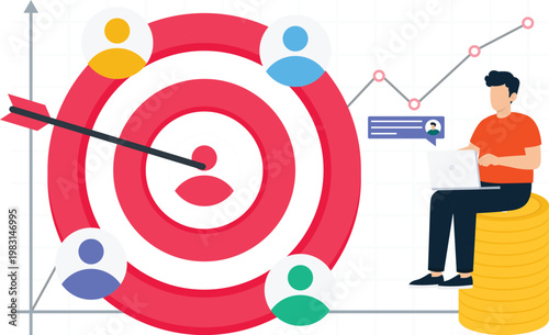 Startup success financial growth business goal rocket launch money stacks investment strategy achievement target digital marketing flat design young entrepreneur future planning reaching goals