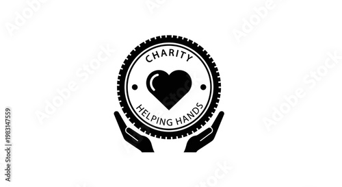 Charity logo design featuring heart and hands on white background