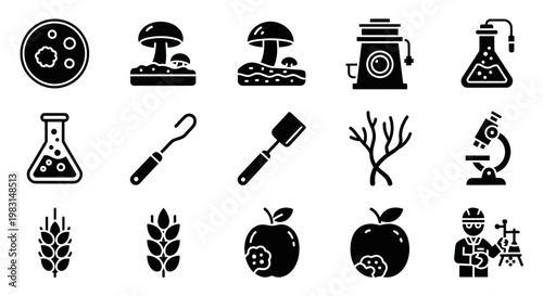 Globes, World Globes, Black and White Icons, Vector Illustration, 13 Globe Symbols