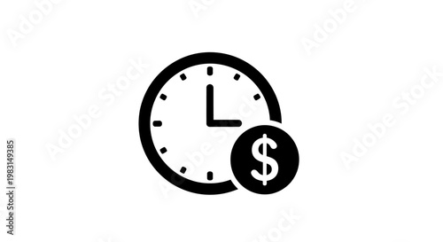 Clock icon with dollar sign symbol for time management and finance concepts