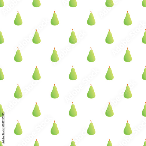 Green pears forming a repeating seamless pattern on a clean white background