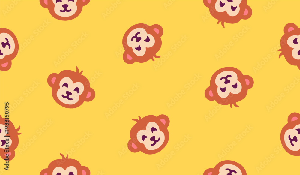 Fototapeta premium Cute monkey pattern background design