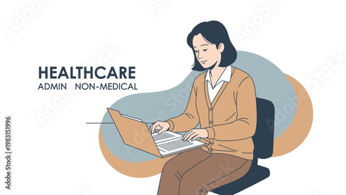 Healthcare Admin Non-Medical Woman Working on Laptop