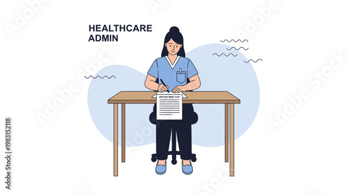 Healthcare Admin Woman Working at Desk with Appointment List