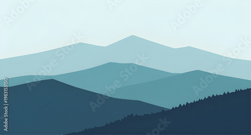 mountain, landscape, vector, illustration, background, nature, peak, hill, range, sky, outdoor, scenery, travel, wilderness, forest, horizon, sunrise