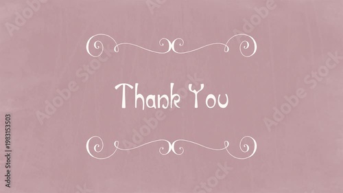 Thank You – Elegant Swirl Frame Wedding Title on Rustic Dusty Pink Chalkboard