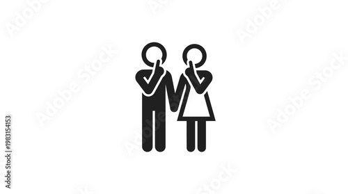 Silhouette Of Couple Whispering Secrets