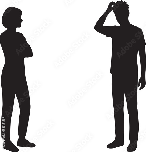 Couple Conflict and Misunderstanding Argument Silhouettes