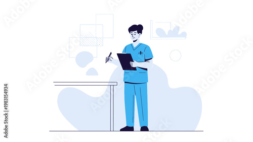 Doctor Writing Notes on Clipboard, Medical Professional at Work, Healthcare Concept