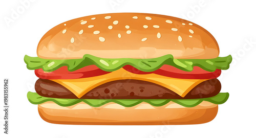 hamburger isolated illustration, burger isolated illustration, burger food illustration, fast food illustration, juicy burger illustration, cheeseburger sandwich illustration, beef burger illustration