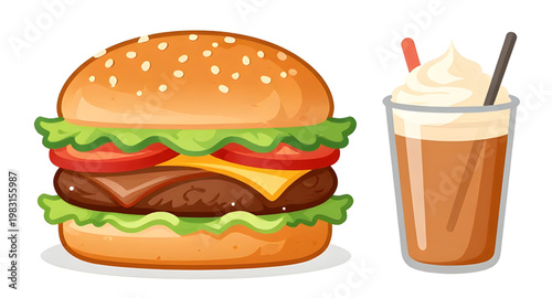 hamburger isolated illustration, burger isolated illustration, burger food illustration, fast food illustration, juicy burger illustration, cheeseburger sandwich illustration, beef burger illustration