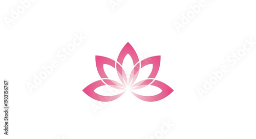 A beautiful and elegant pink lotus flower logo featuring transparent overlapping petals in a modern geometric style. This abstract vector illustration represents peace, purity, and spiritual growth.