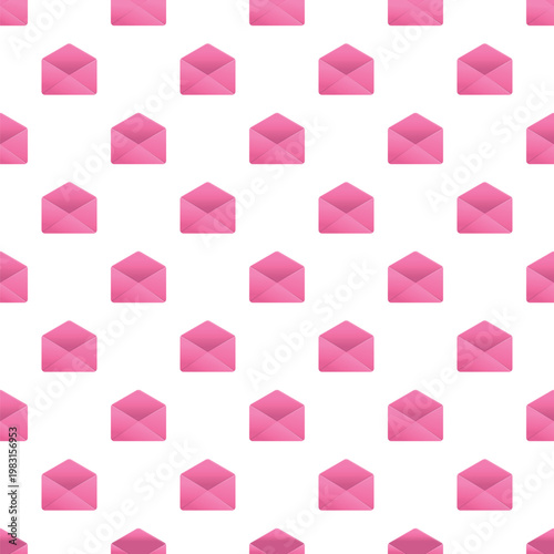 Pink mail envelopes creating a seamless pattern on a white background