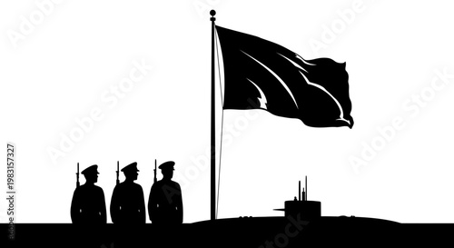 Military Honor Guard and Flag at Dawn