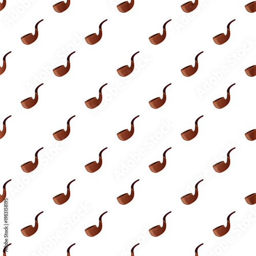 Many traditional wooden smoking pipes creating a seamless vintage pattern background