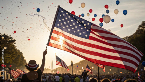 American national holiday with patriotic flag colors