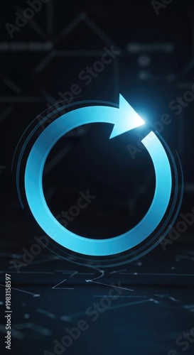Glowing Blue Circular Arrow Symbolizing Refresh and Reload.