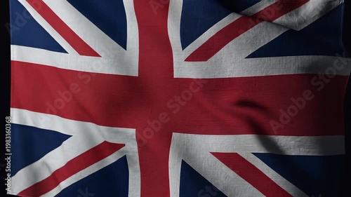 Union Jack Flag Waving on Dark Background, British National Symbol and Patriotic Concept
