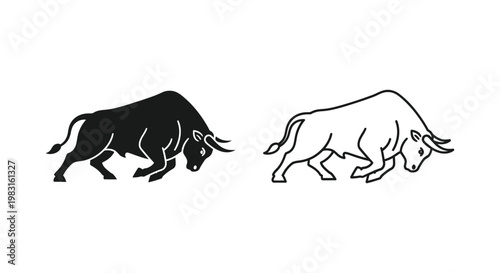 Bull Market Investing Strategies & Symbols Vector