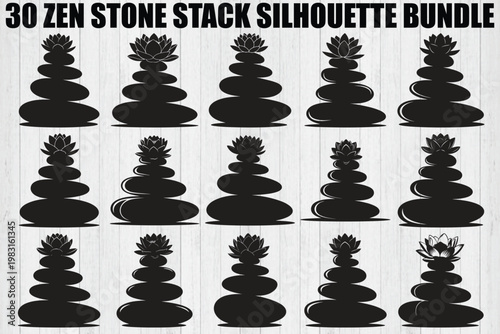 Zen Stone Stack Silhouette Bundle