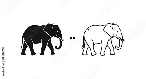 Elephant Silhouette Comparison Design Ideas Vector