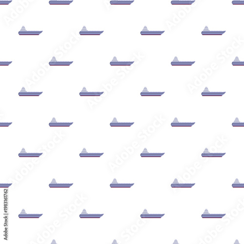 Aircraft carrier naval ship creating a seamless repeating pattern on white background