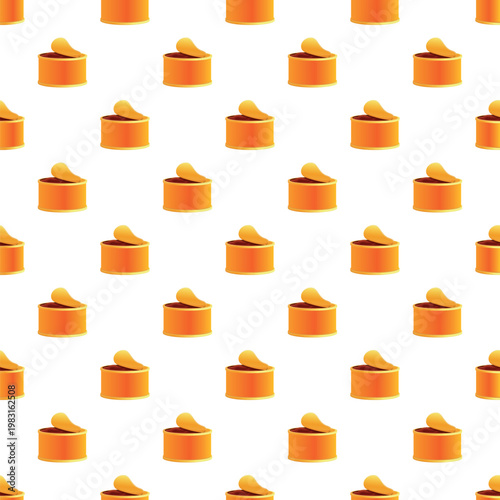 Orange opened tin cans creating a repeating seamless pattern