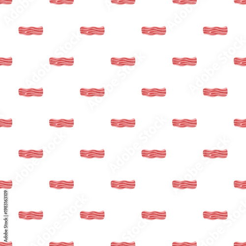 Bacon slices creating a repeating pattern on a white background