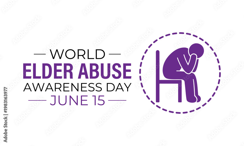 Obraz premium World Elder Abuse Awareness Day, observed on June 15, highlights the importance of protecting older adults and promoting their rights, safety, and dignity. Medical vector design for banner, poster.