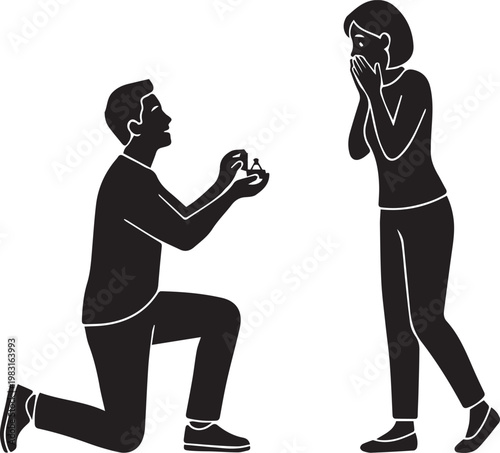 Marriage Proposal and Engagement Moment Silhouettes