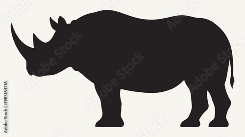 Powerful Rhinoceros Silhouette in a Clean, Minimalist Vector Graphic Style, Ideal for Wildlife Conservation Themes