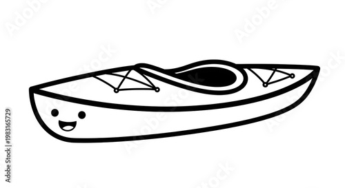 Smiling kayak cartoon water sports.