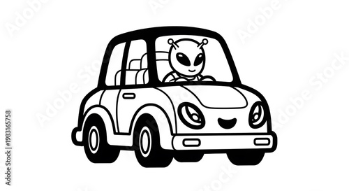 Cartoon bear driving a car.