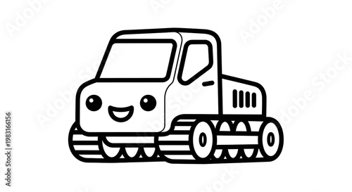 Smiling cartoon bulldozer machine vehicle.