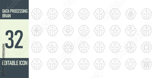Data Processing Brain Icons