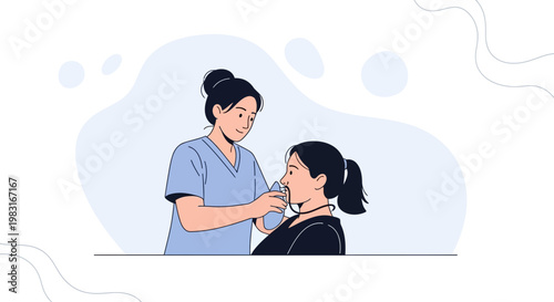 Nurse administering nebulizer treatment to a patient with asthma or respiratory illness