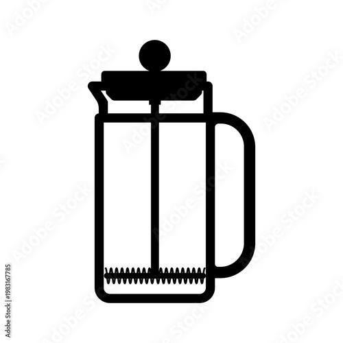 plunger coffee maker outline icon
