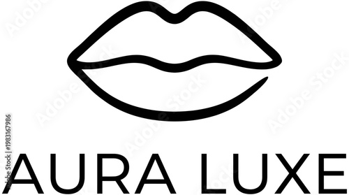 Minimalist vector illustration of open female lips for luxurious cosmetic brand identity and modern fashion design