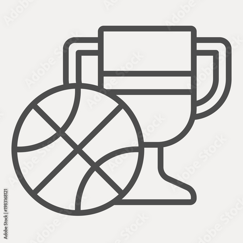 Basketball ball and cup line icon, sport concept. Vector graphics. Ball with winner trophy sign with outline style icon for mobile or web design.
